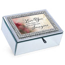 Love You Imagine Rhinestone Mirror Music Box Plays Amazing Grace