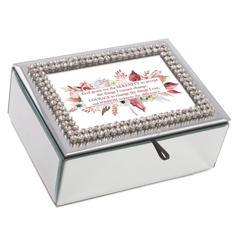 God Grant Me Wisdom Rhinestone Mirror Music Box Plays Amazing Grace
