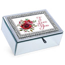 I Love You Rhinestone Mirror Music Box Plays Wonderful World