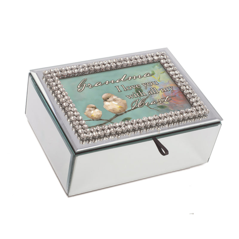 Grandma I Love You Rhinestone Mirror Music Box Plays Wonderful World