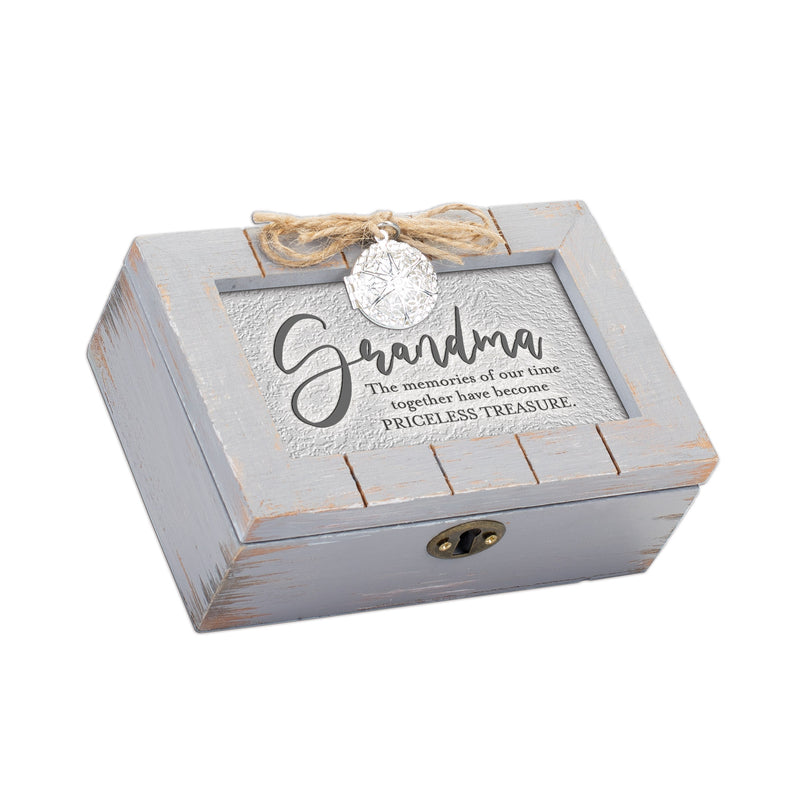 Grandma Distressed Grey Locket Music Box Plays Wind Beneath My Wings