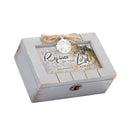 Rejoice Grey Distressed Locket Music Box Plays How Great Thou Art