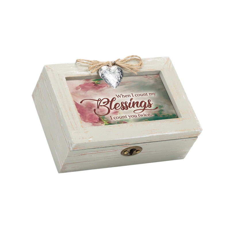 Blessing Wood Distressed Locket Music Box Plays Amazing Grace