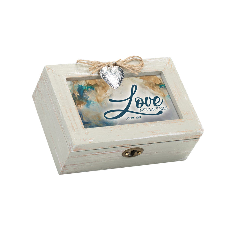 Love Wood Distressed Locket Music Box Plays How Great Thou Art