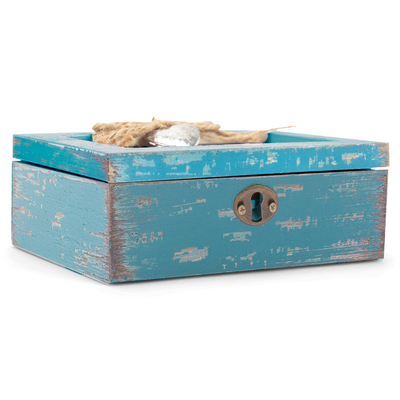 Faith Makes All Things Possible Teal Distressed Jewelry Music Box Plays Amazing Grace