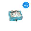 Faith Makes All Things Possible Teal Distressed Jewelry Music Box Plays Amazing Grace