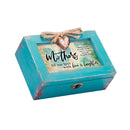 Mothers Love Teal Distressed Locket Music Box Plays Amazing Grace