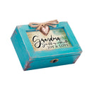 Grandma Teal Distressed Locket Music Box Plays Wonderful World