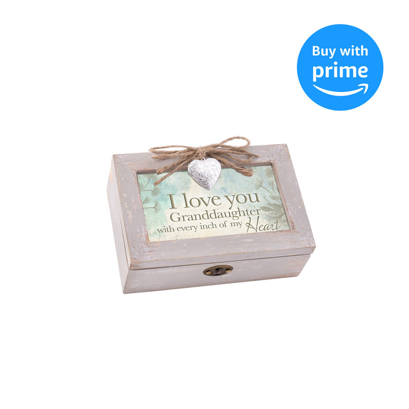 Cottage Garden Love You Granddaughter My Heart Taupe Wood Locket Jewelry Music Box Plays Tune You are My Sunshine