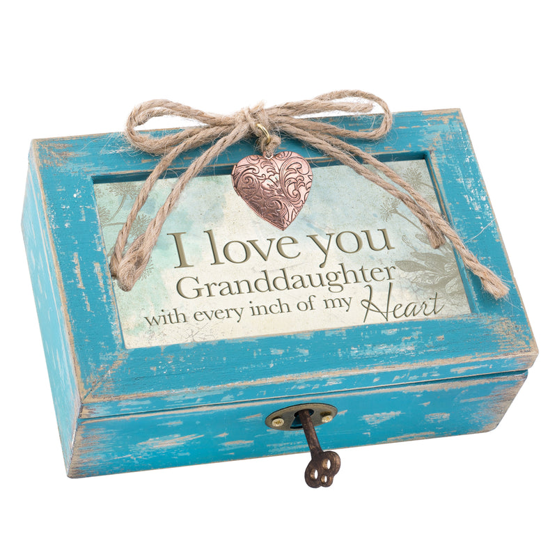 Granddaughter Teal Locket Music Box Plays Tune You are My Sunshine