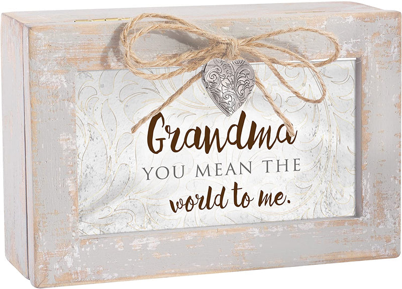 Cottage Garden Grandma You Mean The World Ivory Distressed Jewelry Music Box Plays Wind Beneath My Wings