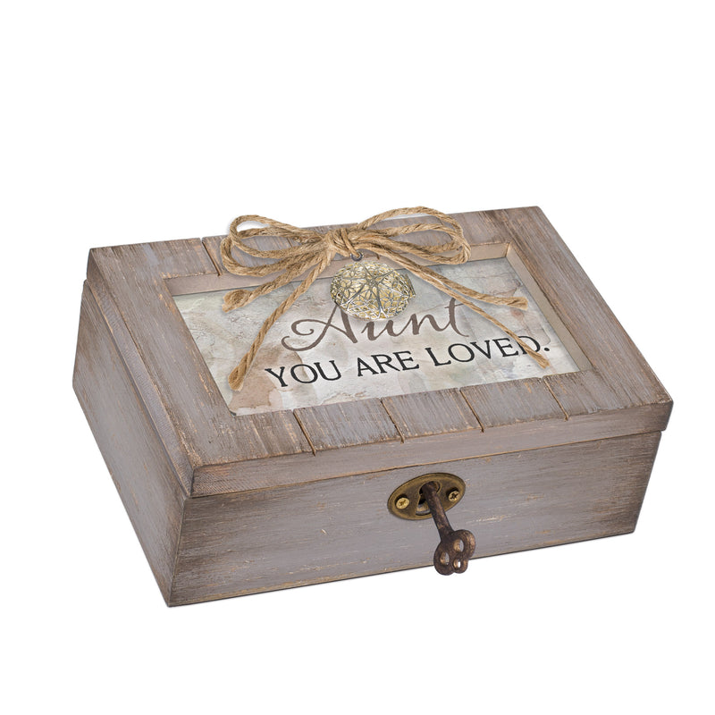 Cottage Garden Aunt You are Loved Grey Distressed Locket Petite Music Box Plays What a Wonderful World