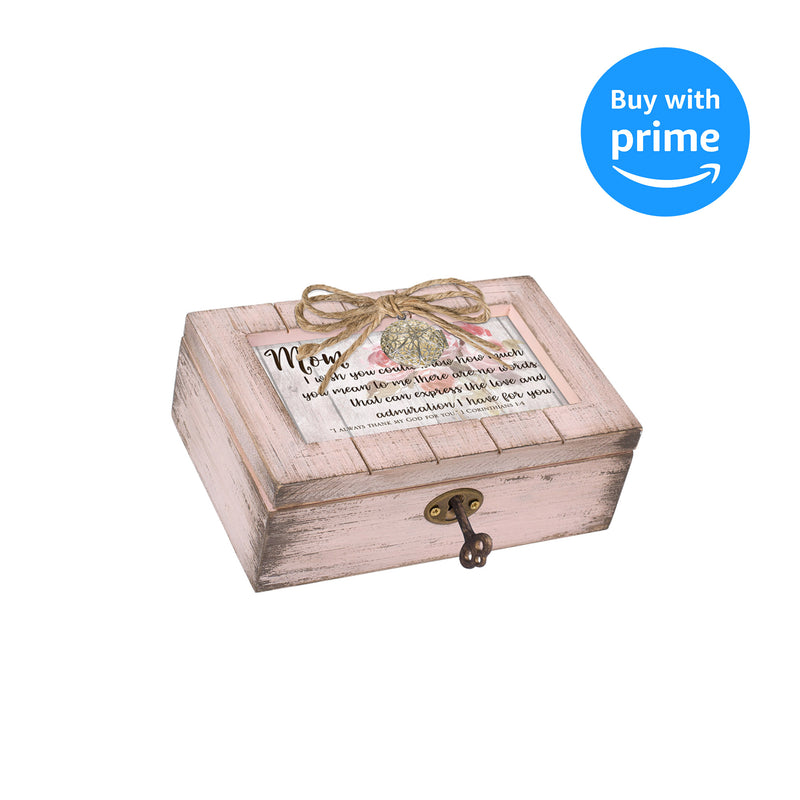 Cottage Garden Mom No Words Express The Love Blush Pink Distressed Locket Petite Music Box Plays How Great Thou Art