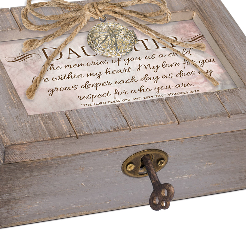 Cottage Garden Daughter Love Grew Deeper Grey Distressed Locket Petite Music Box Plays Amazing Grace