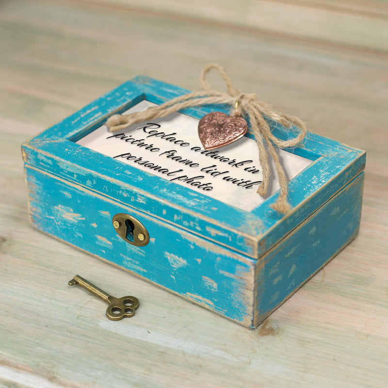 Cottage Garden Glory of Friendship Teal Locket Petite Music Box Plays That's What Friends are for