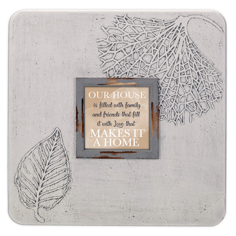 Our House Is Filled With Family 16 x 16 Dandelion Impression Plaque