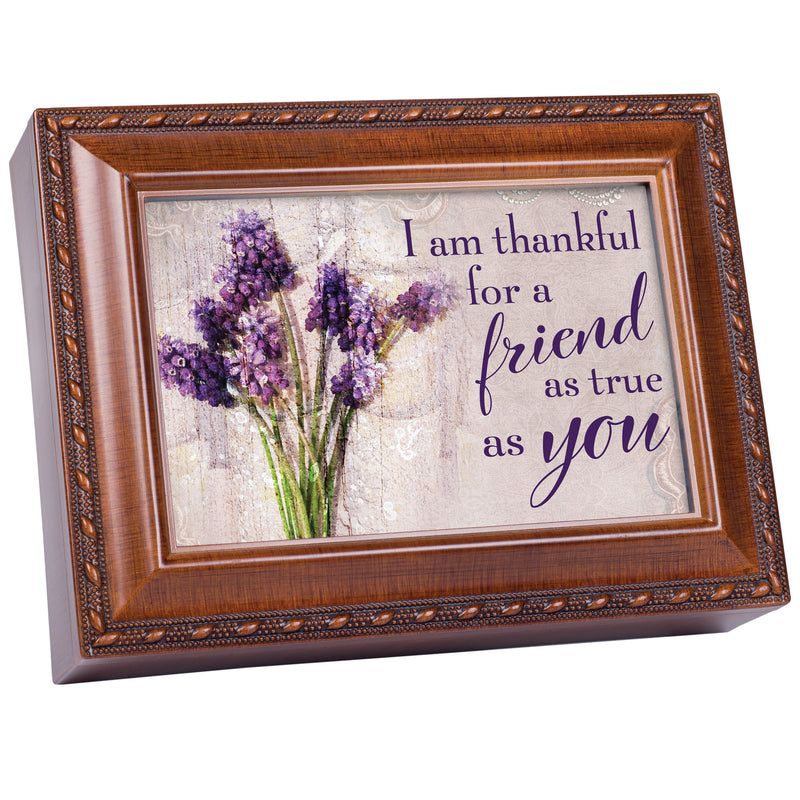 Thankful For A Friend As True Wood Grain 9 X 7 Mdf Wood Musical Box Plays Tune That'S What Friends Are For