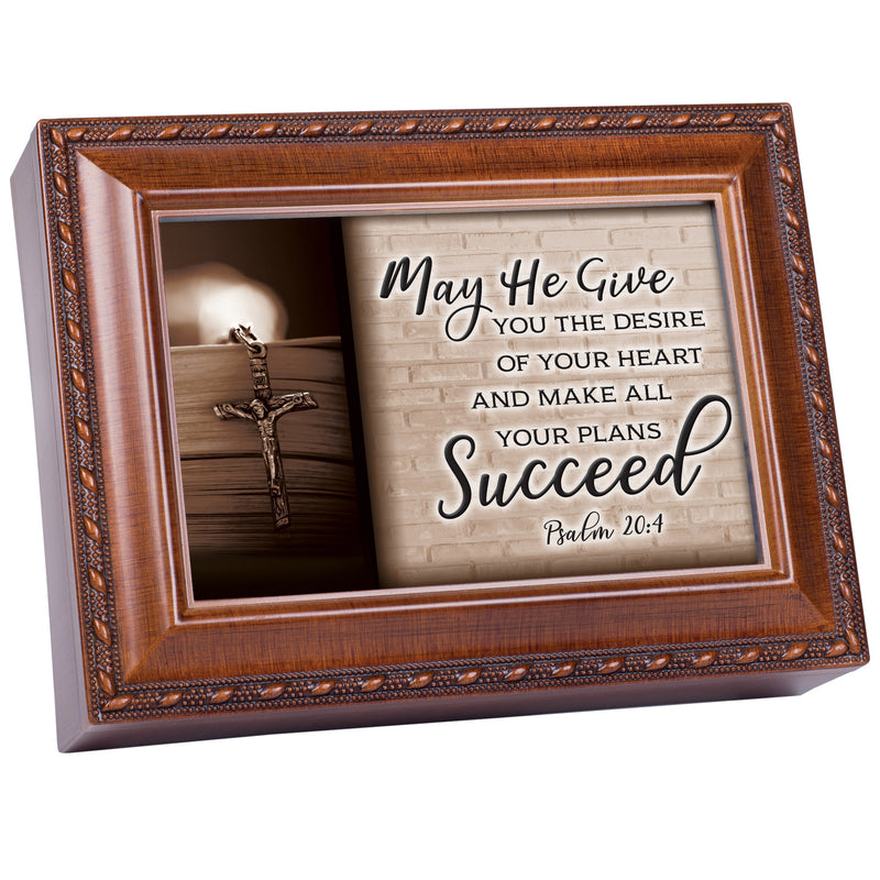 May He Give You The Desire Wood Grain 9 X 7 Mdf Wood Musical Box Plays Tune Friend In Jesus