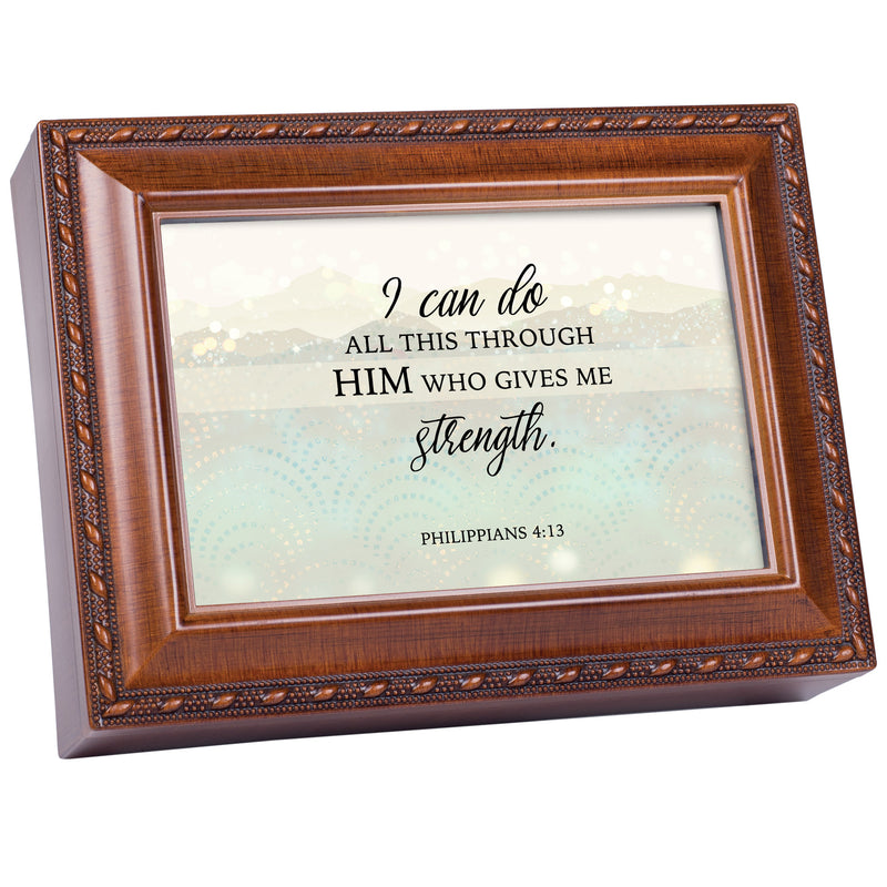 Gives Me Strength Wood Grain 9 X 7 Mdf Wood Musical Box Plays Tune Great Is Thy Faithfulness