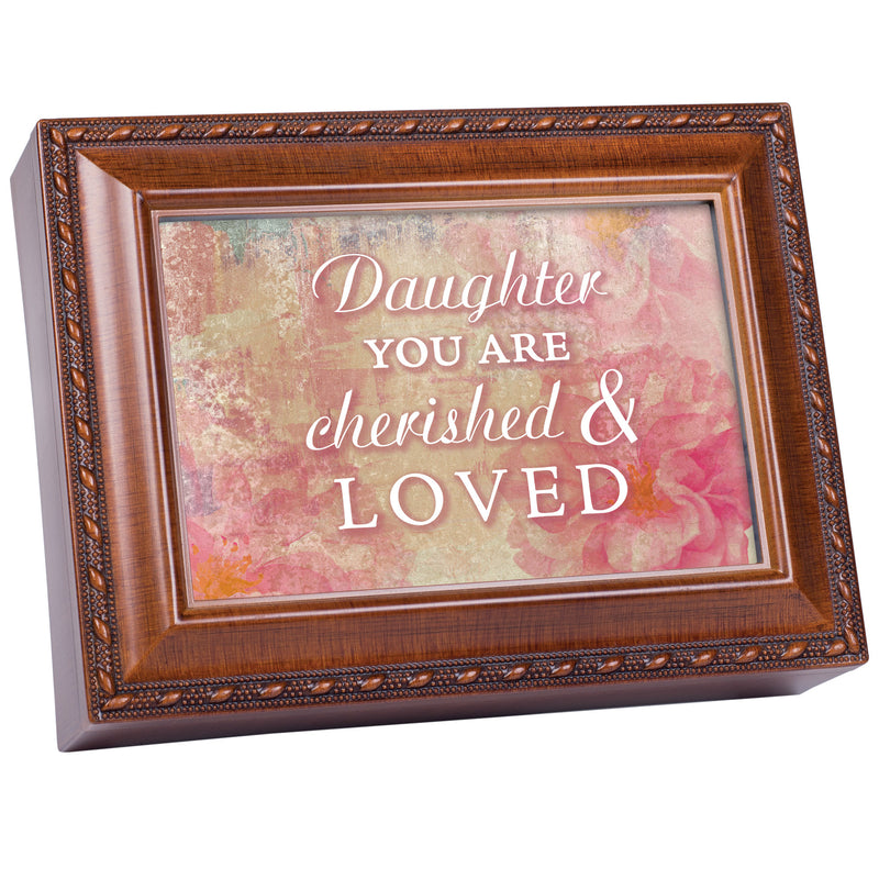 Daughter Cherished And Loved Wood Grain 9 X 7 Mdf Wood Musical Box Plays Tune Great Is Thy Faithfulness