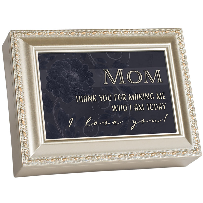 Mom Thank You For Making Me Who I Am Champagne Silver 9 X 7 Mdf Wood Musical Box Plays Tune Wind Beneath My Wings