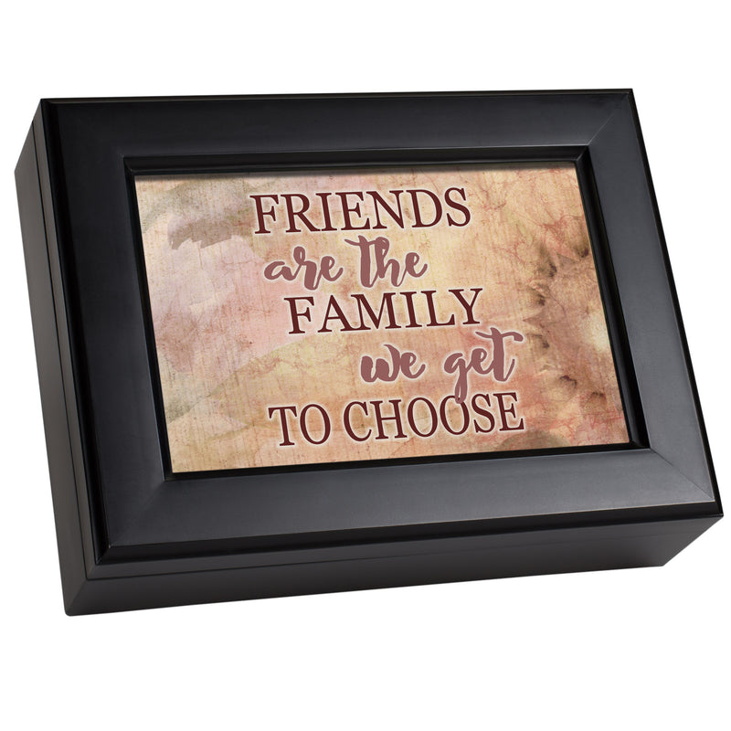 Friends Are The Family We Get To Choose Black 9 X 7 Mdf Wood Musical Box Plays Tune You Light Up My Life