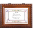 Mom Cherish You Woodgrain Rope Trim Jewelry Music Box Plays Wind Beneath My Wings