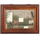 Cottage Garden Retirement Enjoy Relax Renew Woodgrain Rope Trim Jewelry Music Box Plays Wonderful World
