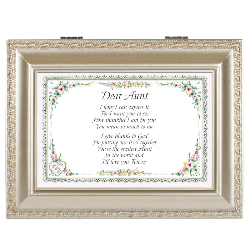 Dear Aunt Champagne Silver Music Box/Jewelry Box Plays You Light Up My Life