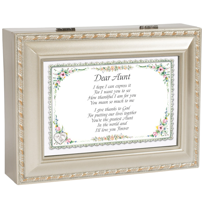 Dear Aunt Champagne Silver Music Box/Jewelry Box Plays You Light Up My Life