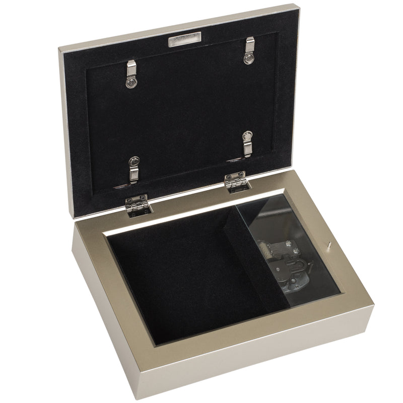 Dear Aunt Champagne Silver Music Box/Jewelry Box Plays You Light Up My Life