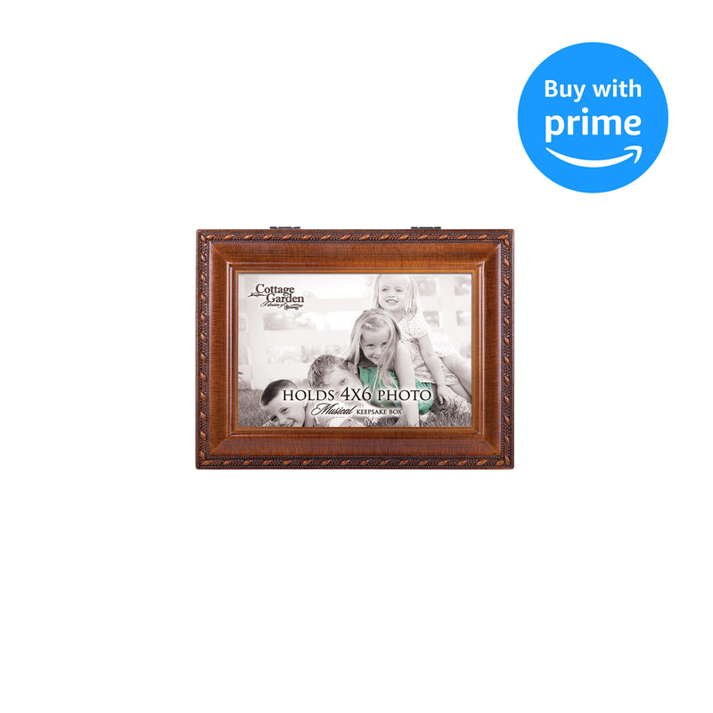 Personalize with Photo Woodgrain Rope Trim Jewelry Music Box Plays You Are My Sunshine