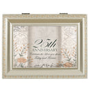 Cottage Garden 25th Anniversary Silvertone Rope Trim Jewelry Music Box Plays Unchained Melody