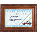 Cottage Garden Grandson Blessed Heaven Woodgrain Rope Trim Jewelry Music Box Plays Jesus Loves Me