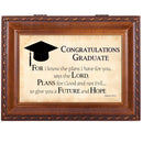 Cottage Garden Graduation Woodgrain Inspirational Traditional Music Box Plays Pomp & Circumstance