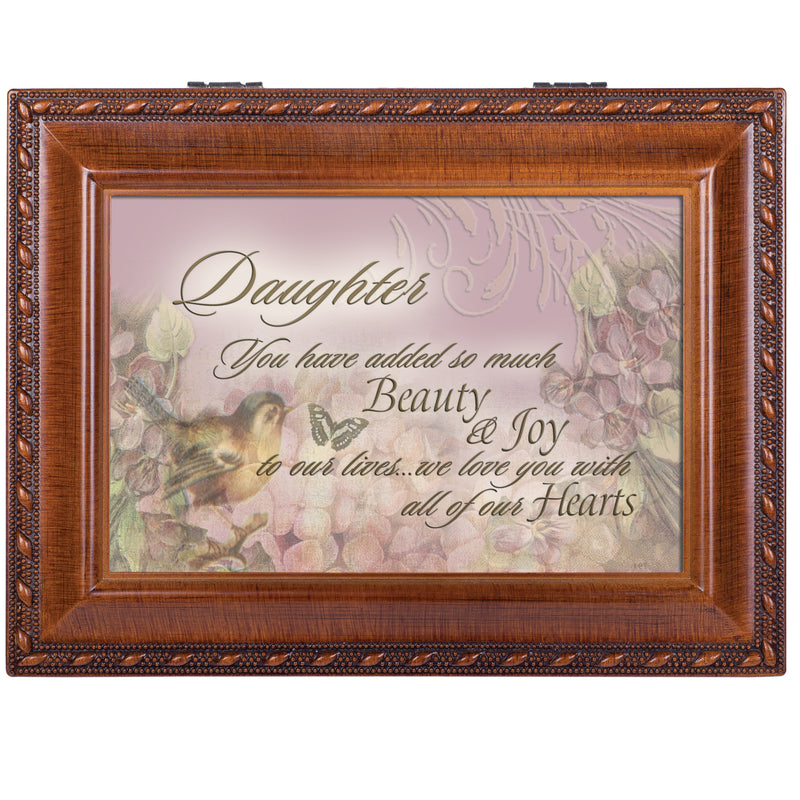 Cottage Garden Music Box - Daughter Joy Plays You Light Up My Life with Woodgrain Finish