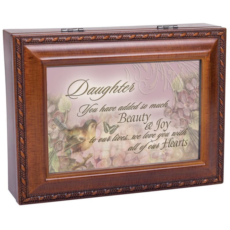 Cottage Garden Music Box - Daughter Joy Plays You Light Up My Life with Woodgrain Finish