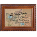Cottage Garden Friendship Butterflies Woodgrain Rope Trim Music Box Plays That's What Friends are for