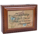 Cottage Garden Friendship Butterflies Woodgrain Rope Trim Music Box Plays That's What Friends are for