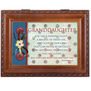 Cottage Garden Granddaughter Shining Light Woodgrain Rope Trim Jewelry Music Box Plays Jesus Loves Me