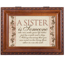 Sister You Make My Life Better Woodgrain Rope Trim Jewelry Music Box Plays Wind Beneath My WIngs