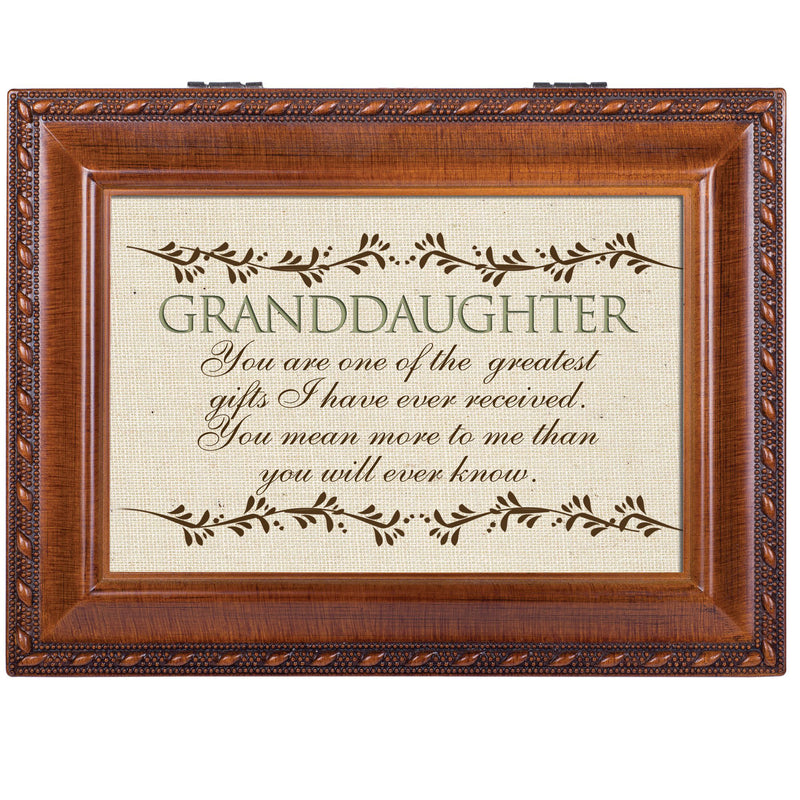 Cottage Garden Granddaughter Woodgrain Music Box/Jewelry Box Plays Amazing Grace
