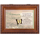 Cottage Garden Someone Special So Thankful Woodgrain Rope Trim Jewelry Music Box Plays Wonderful World
