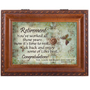 Retirement Woodgrain Music Box / Jewelry Box Plays Amazing Grace