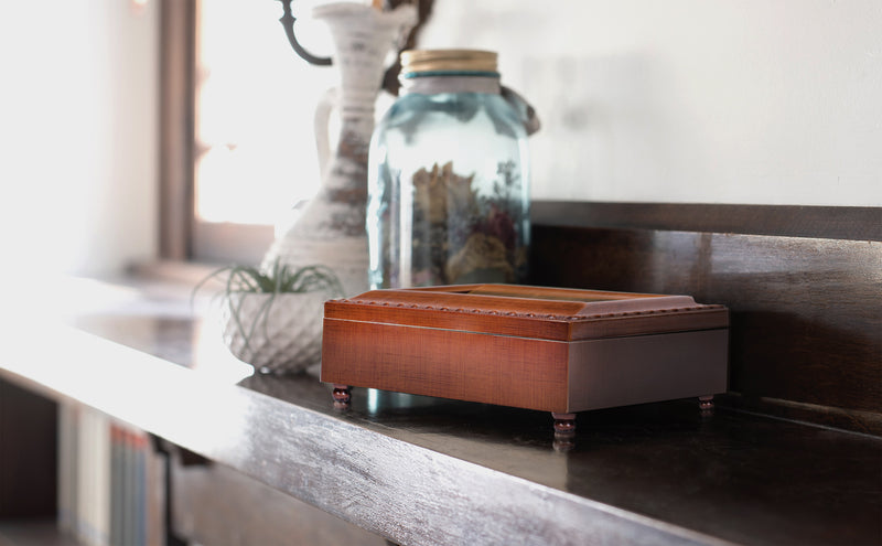 Cottage Garden Daughter-in-Law Rich Woodgrain Finish with Rope Trim Jewelry Music Box - Plays Song Amazing Grace