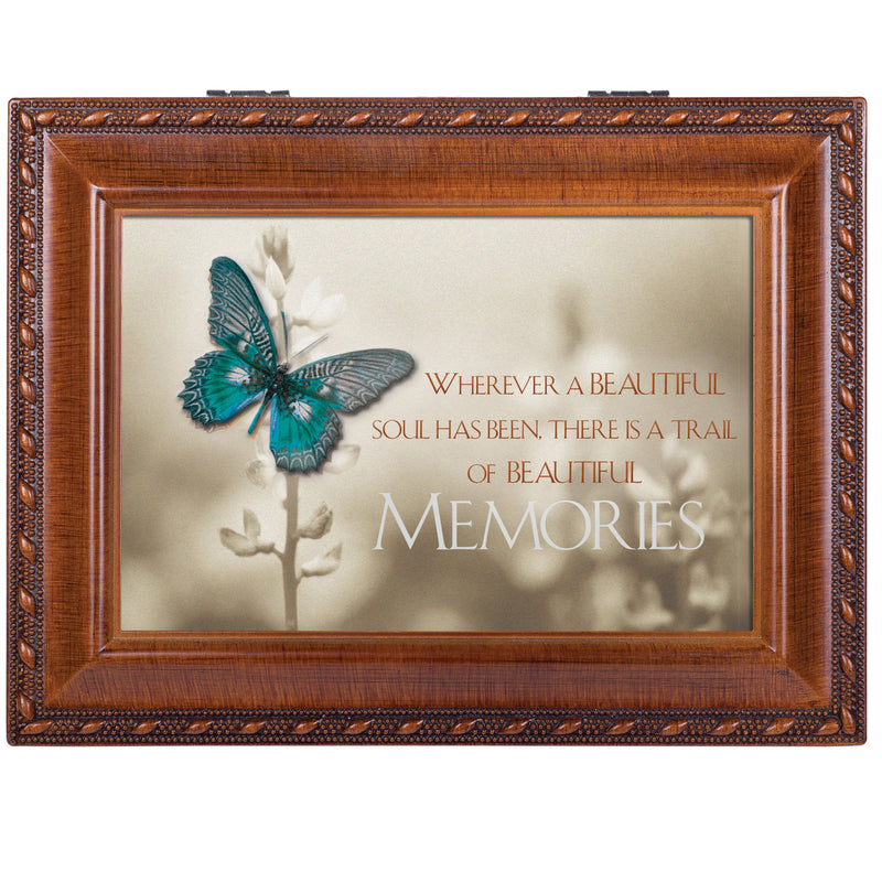 A Trail Of Beautiful Memories Woodgrain Keepsake Music Box Plays Edelweiss