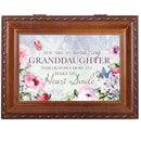 Cottage Garden Granddaughter Make My Heart Smile Woodgrain Rope Trim Jewelry Music Box Plays You are My Sunshine