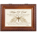 Cottage Garden Wings of Gold Within Heart Woodgrain Rope Trim Music Box Plays Amazing Grace