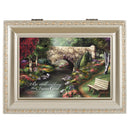 Cottage Garden Be Still Know That I Am God Silvertone Rope Trim Jewelry Music Box Plays Amazing Grace