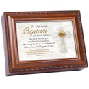 Celebrate Baptism Child Woodgrain Rope Traditional Music Box Plays Friend In Jesus
